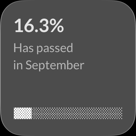 A small widget in the Terminal theme: 16 percent of September passed as a dotted progress bar.